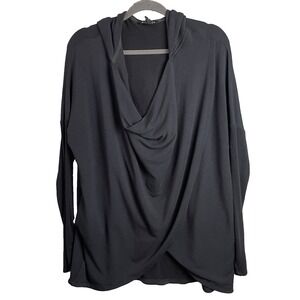Athleta Purana Wrap Sweatshirt Hoodie Womens Medium Black Long Sleeve Athleisure